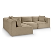 Meridian Furniture 4-Piece Taupe Corduroy Performance Fabric Modular Sectional