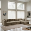 Meridian Furniture 4-Piece Taupe Corduroy Performance Fabric Modular Sectional