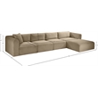 Meridian Furniture 4-Piece Taupe Corduroy Performance Fabric Modular Sectional