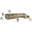 Meridian Furniture 4-Piece Taupe Corduroy Performance Fabric Modular Sectional