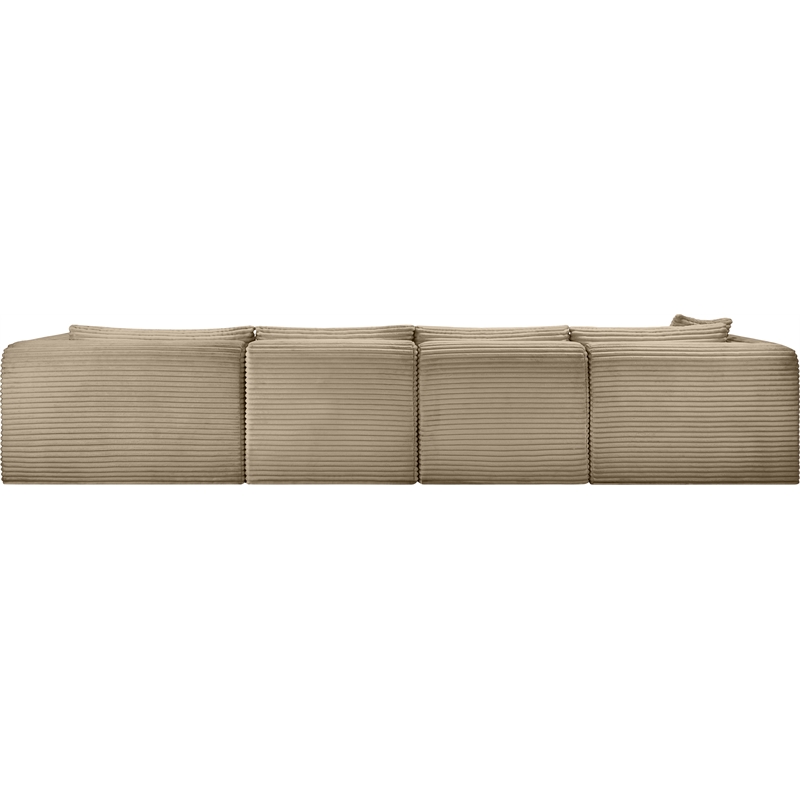 Meridian Furniture 4-Piece Taupe Corduroy Performance Fabric Modular Sectional