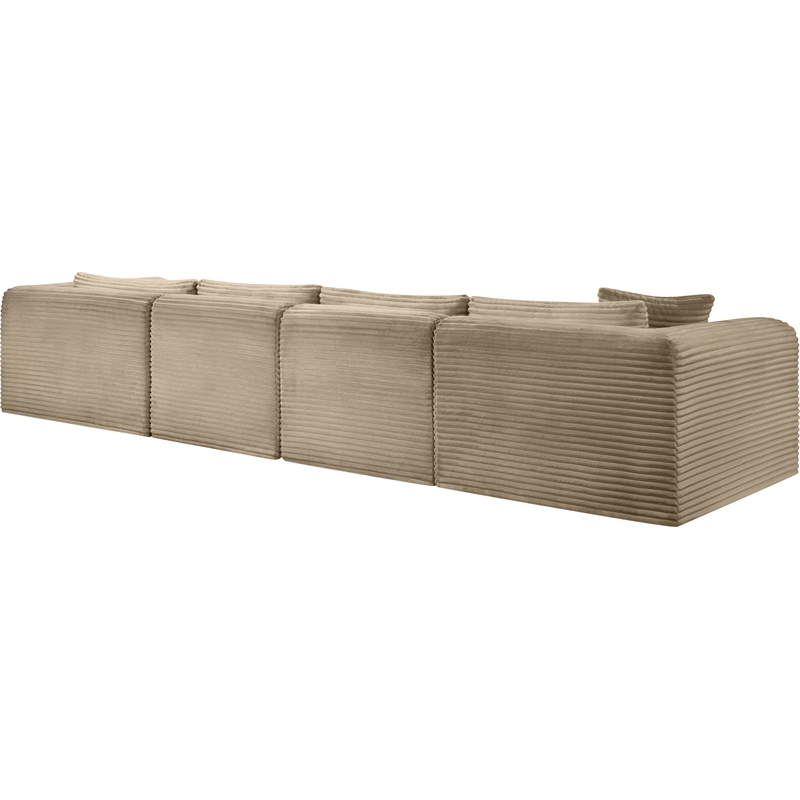 Meridian Furniture 4-Piece Taupe Corduroy Performance Fabric Modular Sectional