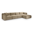 Meridian Furniture 4-Piece Taupe Corduroy Performance Fabric Modular Sectional