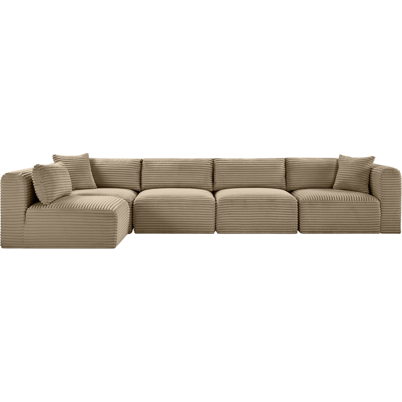 Meridian Furniture 5-Piece Taupe Corduroy Performance Fabric Modular Sectional