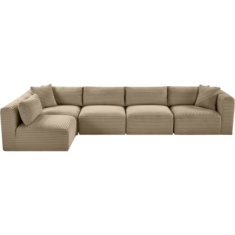 Meridian Furniture 5-Piece Taupe Corduroy Performance Fabric Modular Sectional