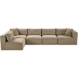 Meridian Furniture 5-Piece Taupe Corduroy Performance Fabric Modular Sectional