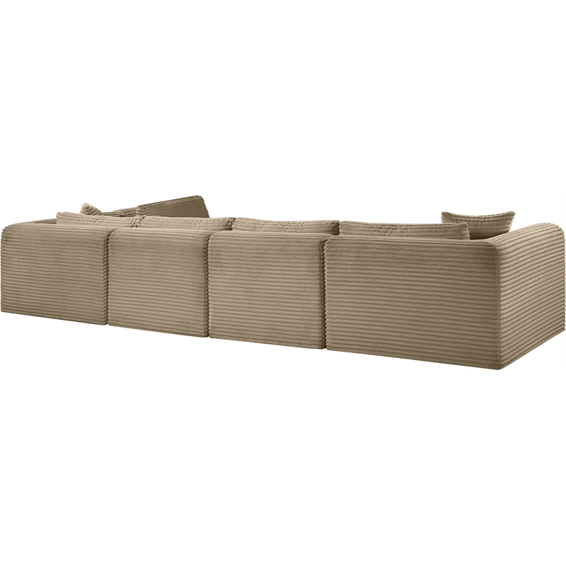 Meridian Furniture 5-Piece Taupe Corduroy Performance Fabric Modular Sectional