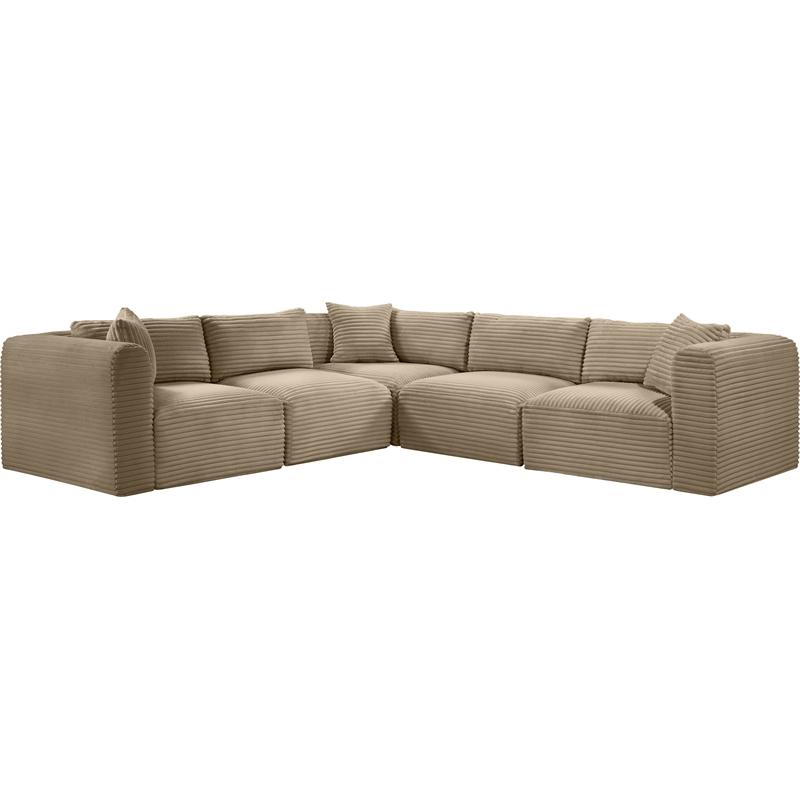 Meridian Furniture 5-Piece Taupe Corduroy Performance Fabric Modular Sectional