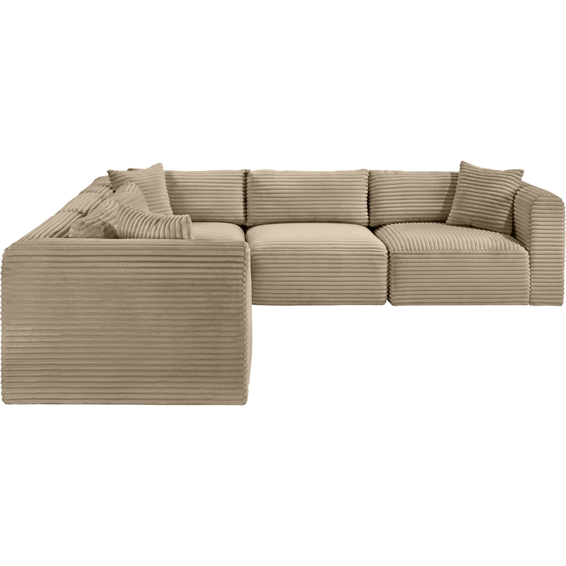 Meridian Furniture 5-Piece Taupe Corduroy Performance Fabric Modular Sectional