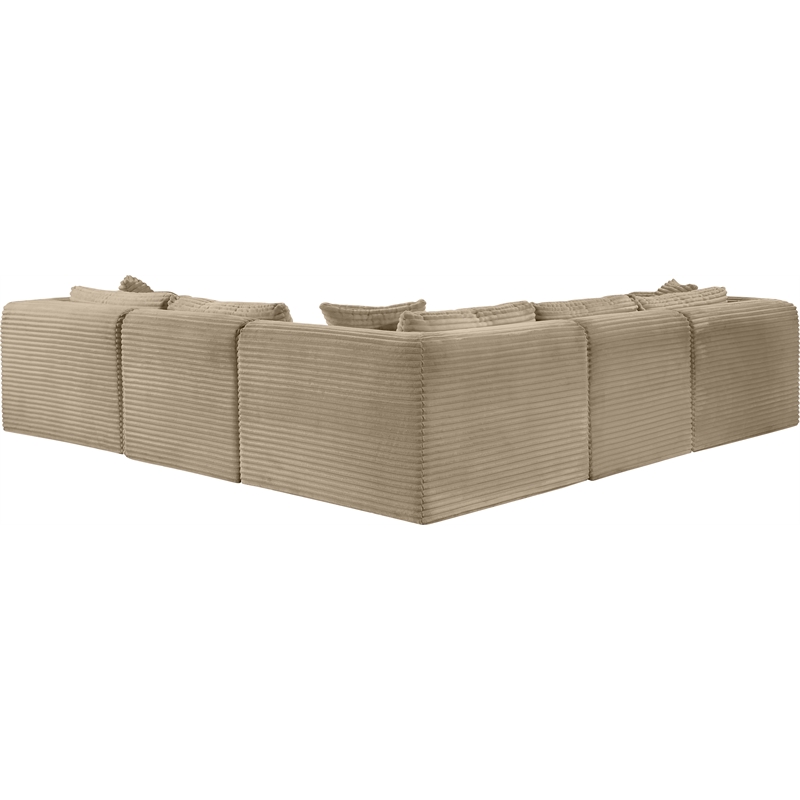 Meridian Furniture 5-Piece Taupe Corduroy Performance Fabric Modular Sectional