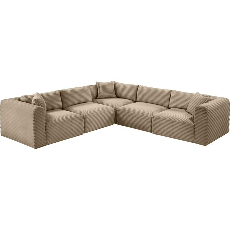 Meridian Furniture 5-Piece Taupe Corduroy Performance Fabric Modular Sectional
