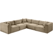 Meridian Furniture 5-Piece Taupe Corduroy Performance Fabric Modular Sectional