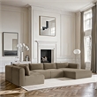 Meridian Furniture 5-Piece Taupe Corduroy Performance Fabric Modular Sectional