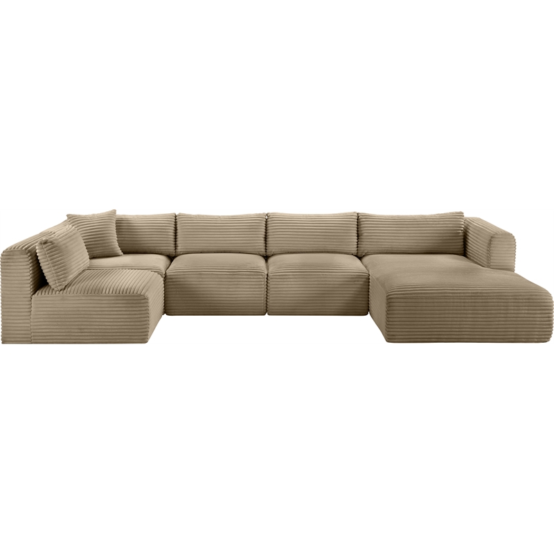 Meridian Furniture 5-Piece Taupe Corduroy Performance Fabric Modular Sectional