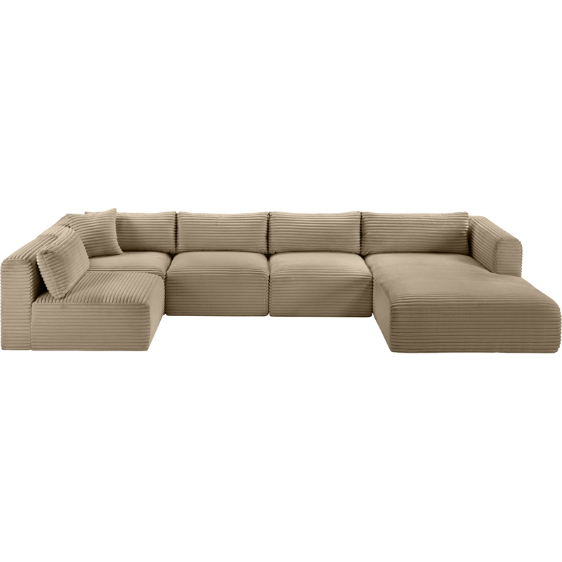Meridian Furniture 5-Piece Taupe Corduroy Performance Fabric Modular Sectional