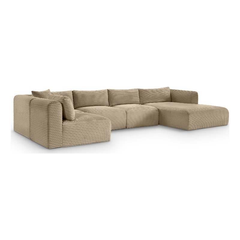 Meridian Furniture 5-Piece Taupe Corduroy Performance Fabric Modular Sectional