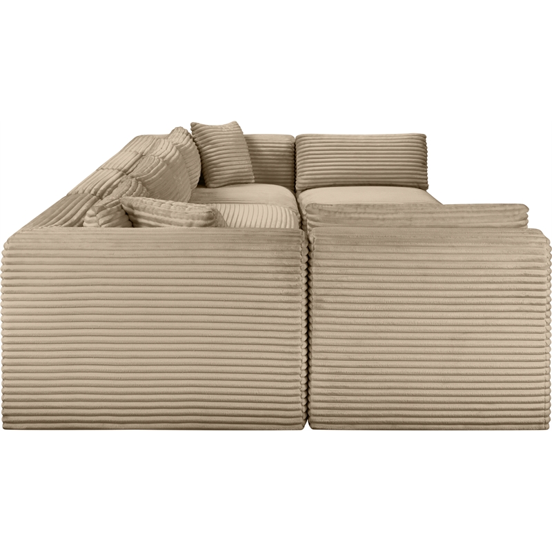 Meridian Furniture 6-Piece Taupe Corduroy Performance Fabric Modular Sectional