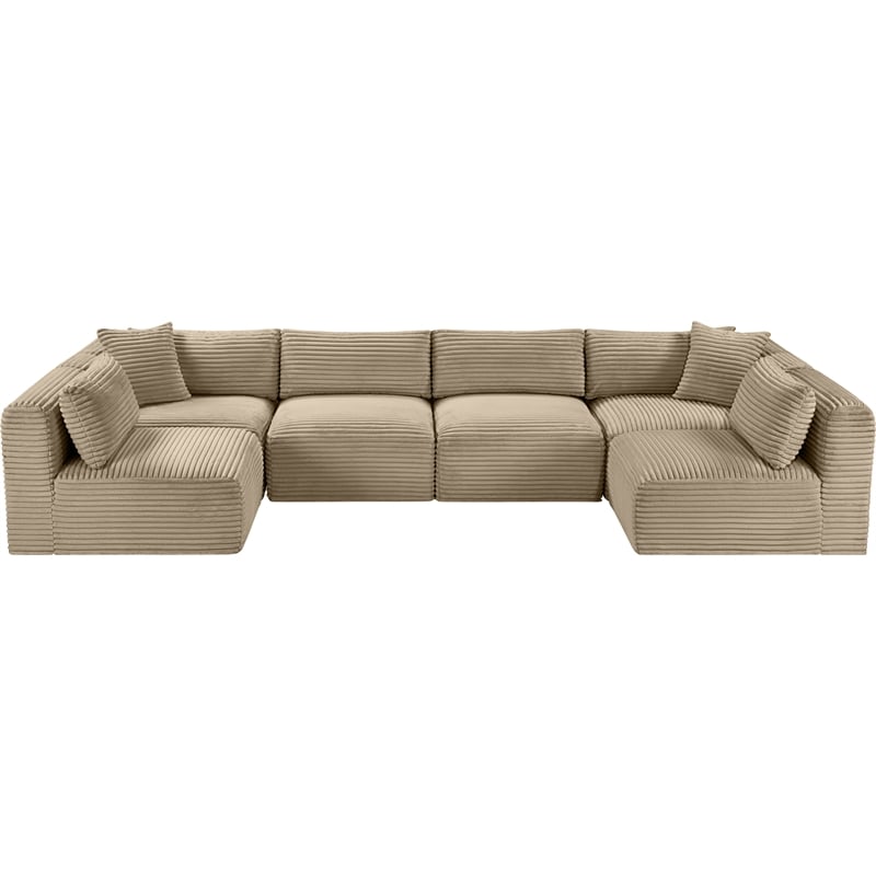 Meridian Furniture 6-Piece Taupe Corduroy Performance Fabric Modular Sectional
