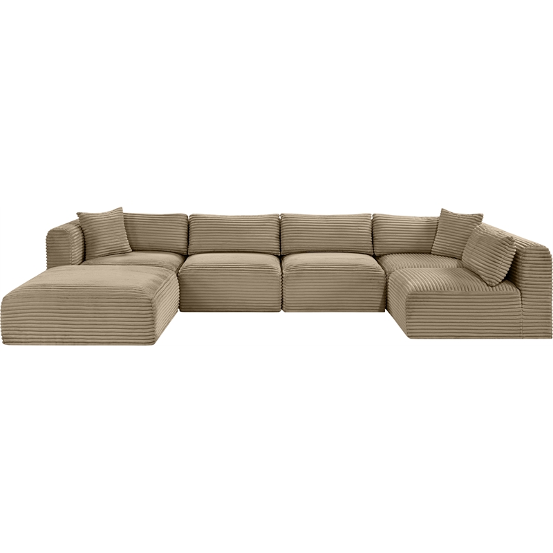 Meridian Furniture 6-Piece Taupe Corduroy Performance Fabric Modular Sectional