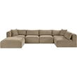 Meridian Furniture 6-Piece Taupe Corduroy Performance Fabric Modular Sectional