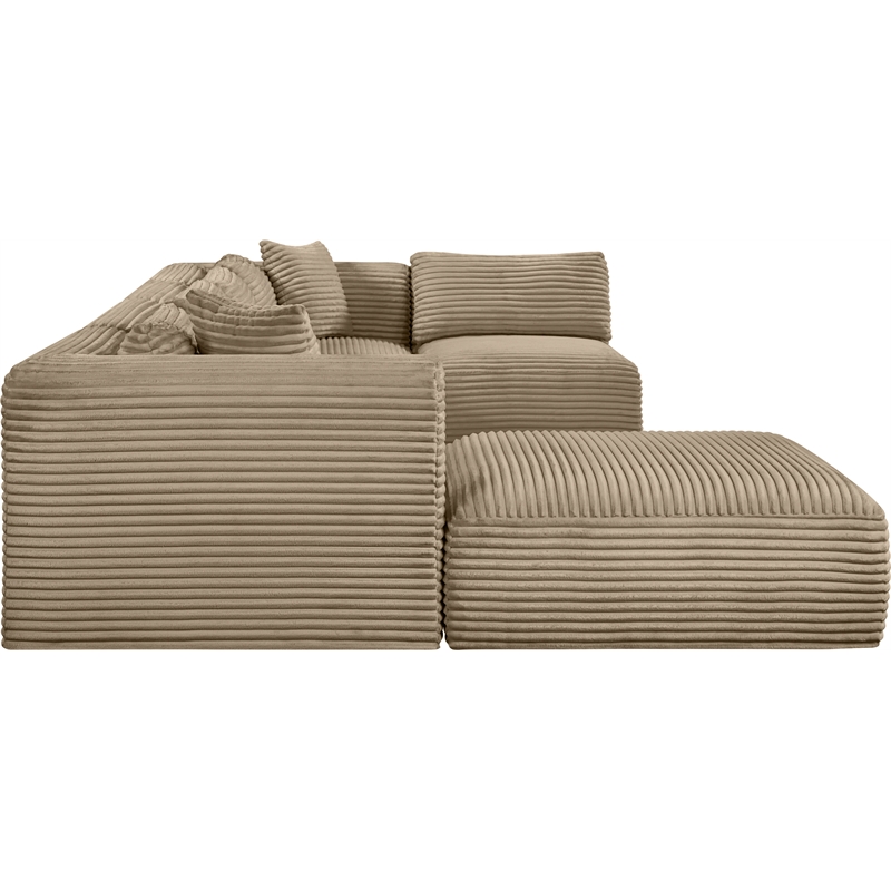 Meridian Furniture 6-Piece Taupe Corduroy Performance Fabric Modular Sectional