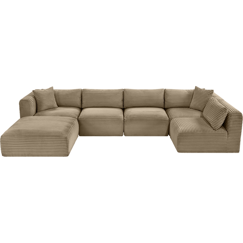 Meridian Furniture 6-Piece Taupe Corduroy Performance Fabric Modular Sectional