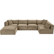 Meridian Furniture 6-Piece Taupe Corduroy Performance Fabric Modular Sectional