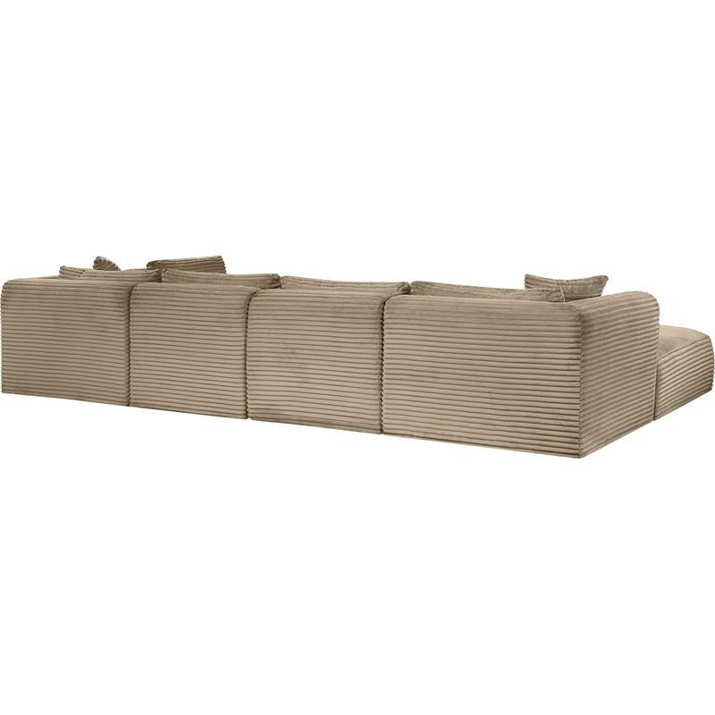 Meridian Furniture 6-Piece Taupe Corduroy Performance Fabric Modular Sectional
