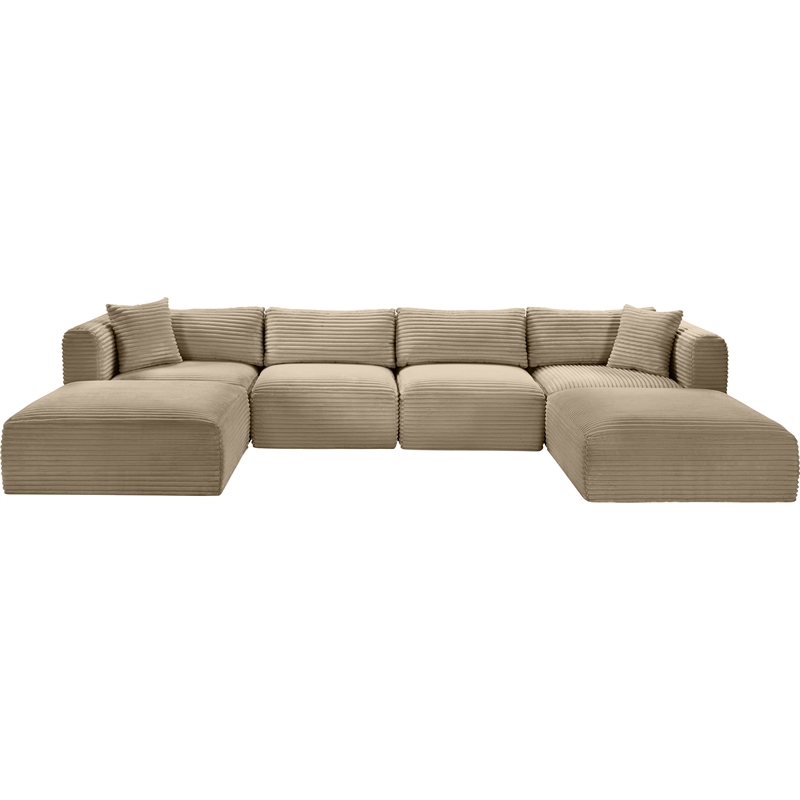 Meridian Furniture 6-Piece Taupe Corduroy Performance Fabric Modular Sectional