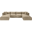 Meridian Furniture 6-Piece Taupe Corduroy Performance Fabric Modular Sectional