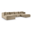 Meridian Furniture 6-Piece Taupe Corduroy Performance Fabric Modular Sectional