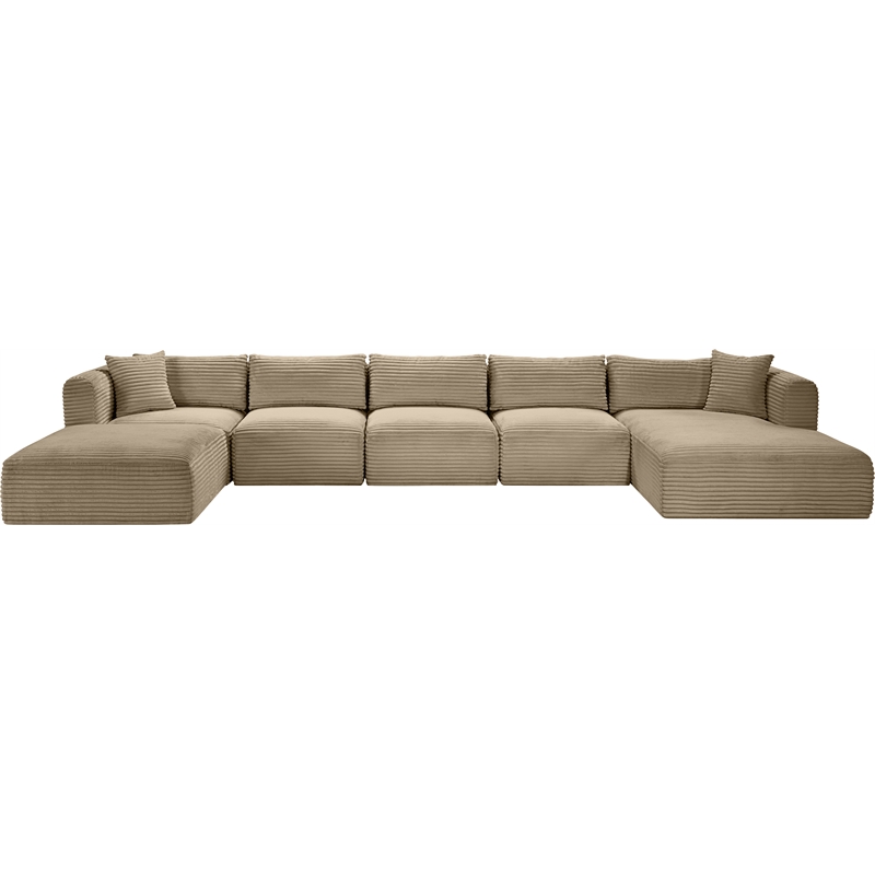 Meridian Furniture 6-Piece Taupe Corduroy Performance Fabric Modular Sectional