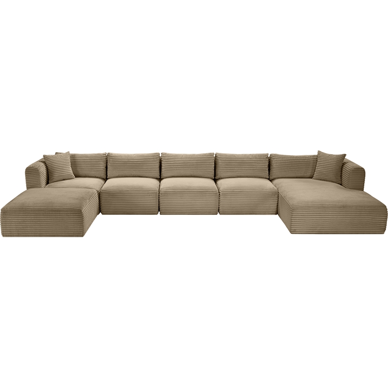 Meridian Furniture 6-Piece Taupe Corduroy Performance Fabric Modular Sectional