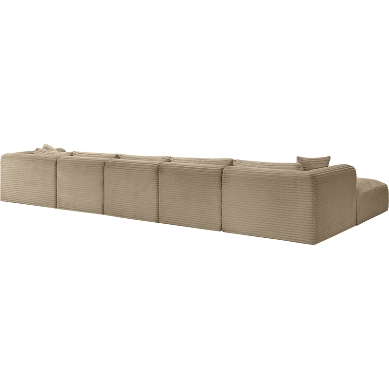 Meridian Furniture 6-Piece Taupe Corduroy Performance Fabric Modular Sectional
