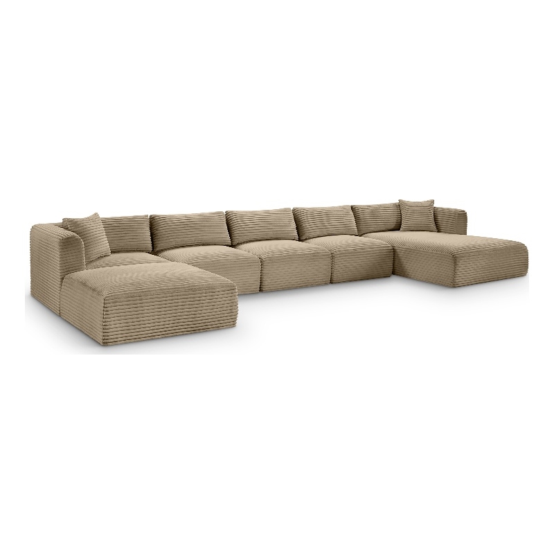 Meridian Furniture 6-Piece Taupe Corduroy Performance Fabric Modular Sectional