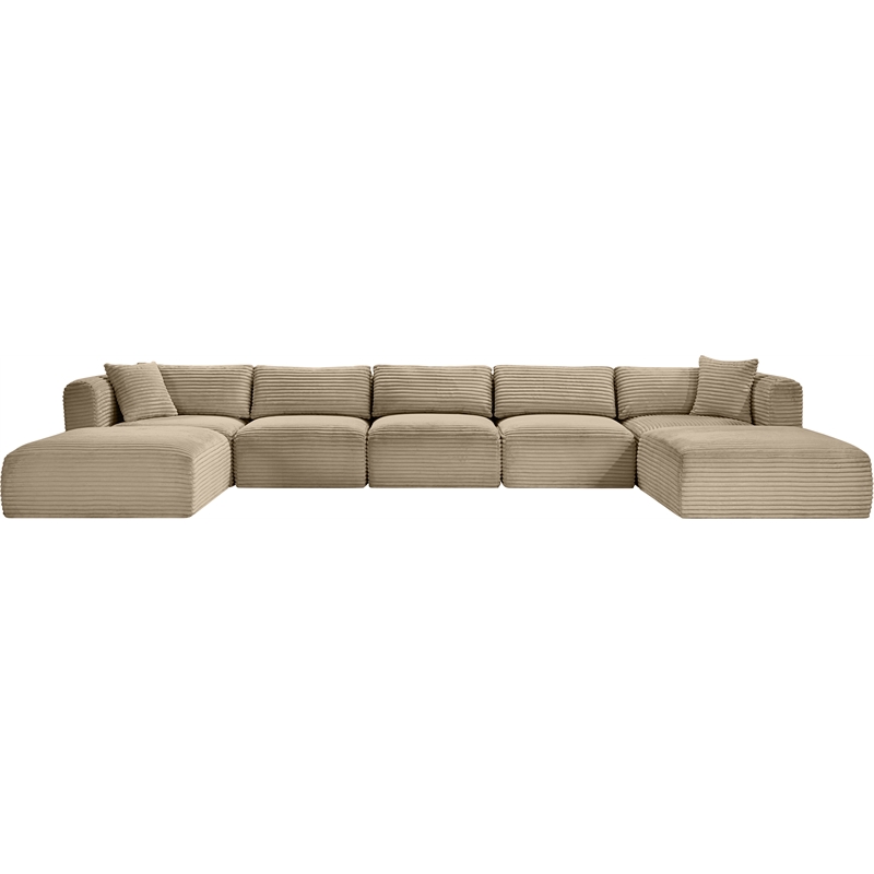 Meridian Furniture 7-Piece Taupe Corduroy Performance Fabric Modular Sectional