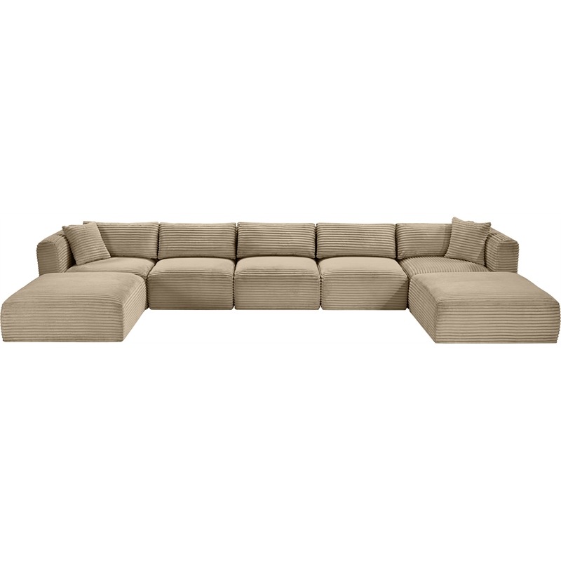 Meridian Furniture 7-Piece Taupe Corduroy Performance Fabric Modular Sectional