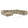 Meridian Furniture 7-Piece Taupe Corduroy Performance Fabric Modular Sectional