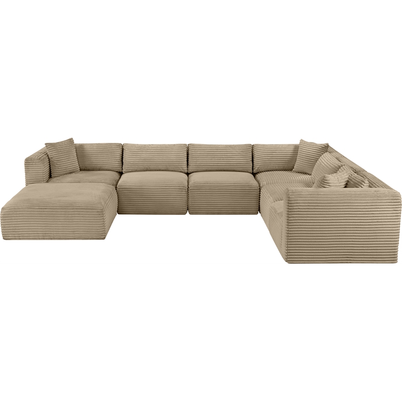 Meridian Furniture 7-Piece Taupe Corduroy Performance Fabric Modular Sectional