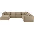 Meridian Furniture 7-Piece Taupe Corduroy Performance Fabric Modular Sectional