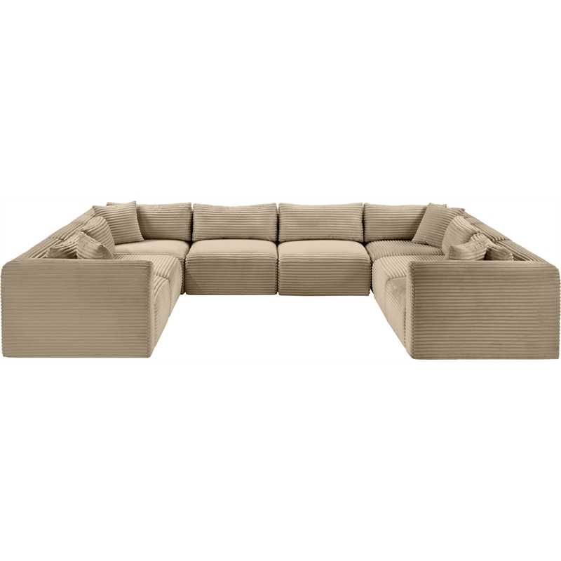 Meridian Furniture 8-Piece Taupe Corduroy Performance Fabric Modular Sectional