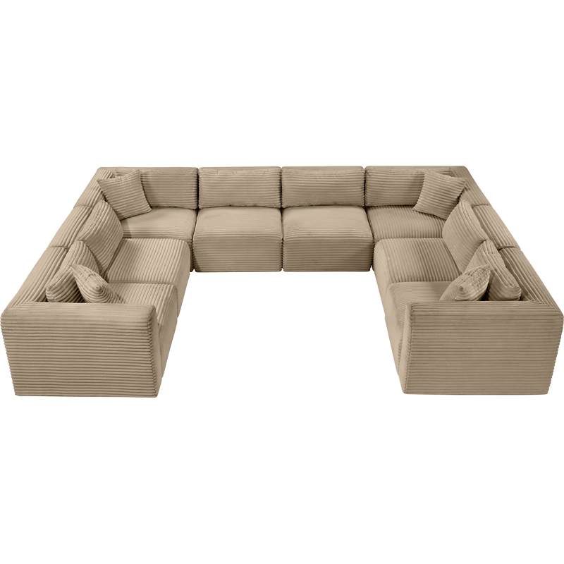 Meridian Furniture 8-Piece Taupe Corduroy Performance Fabric Modular Sectional