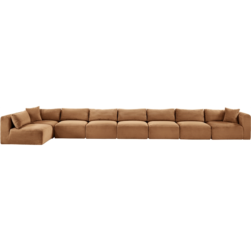 Meridian Furniture 8-Piece Saddle Corduroy Performance Fabric Modular Sectional