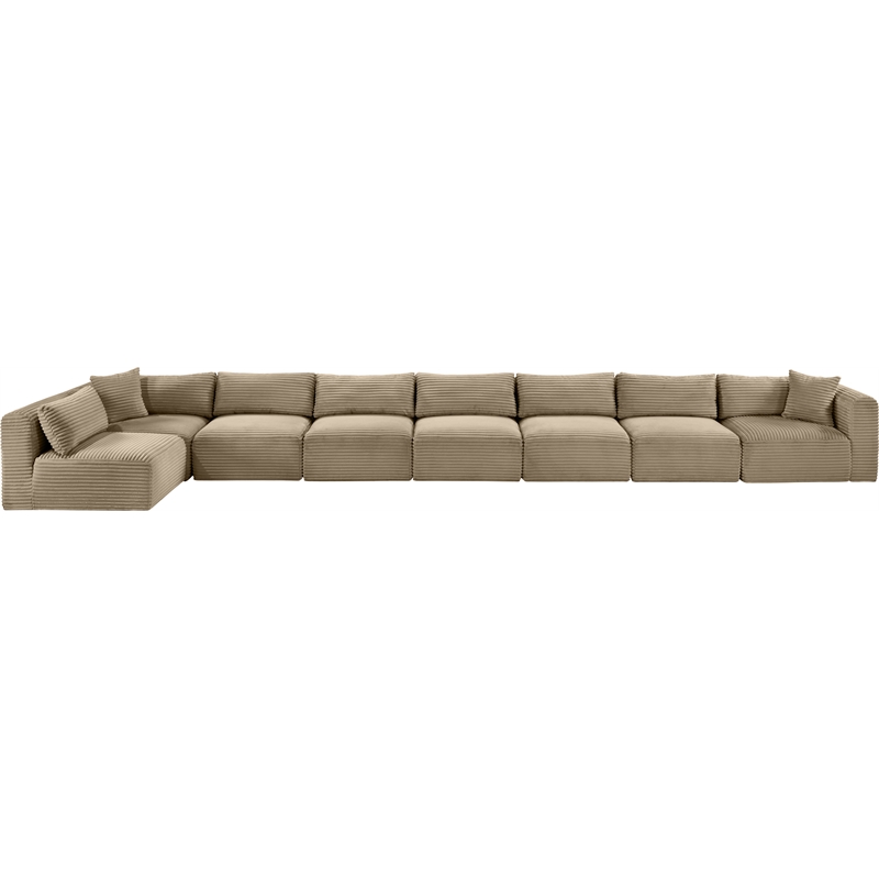 Meridian Furniture 8-Piece Taupe Corduroy Performance Fabric Modular Sectional