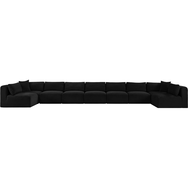 Meridian Furniture 9-Piece Black Corduroy Performance Fabric Modular Sectional