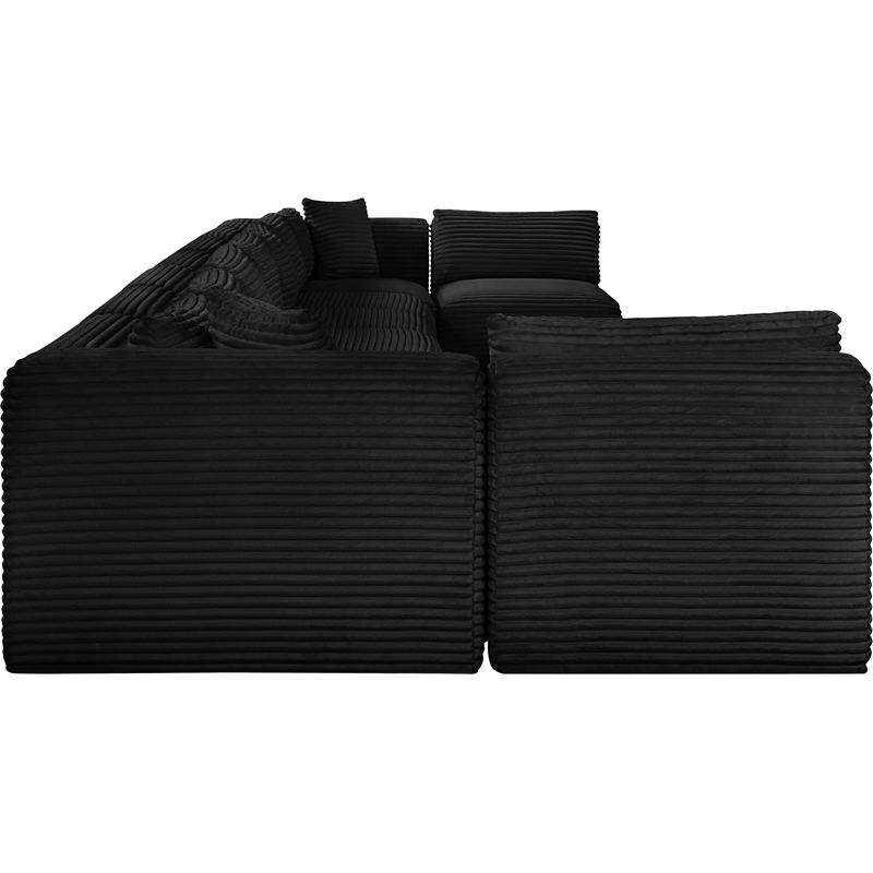 Meridian Furniture 9-Piece Black Corduroy Performance Fabric Modular Sectional