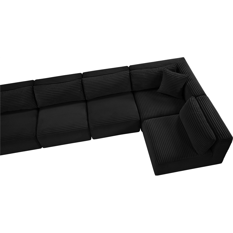 Meridian Furniture 9-Piece Black Corduroy Performance Fabric Modular Sectional