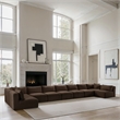 Meridian Furniture 9-Piece Brown Corduroy Performance Fabric Modular Sectional