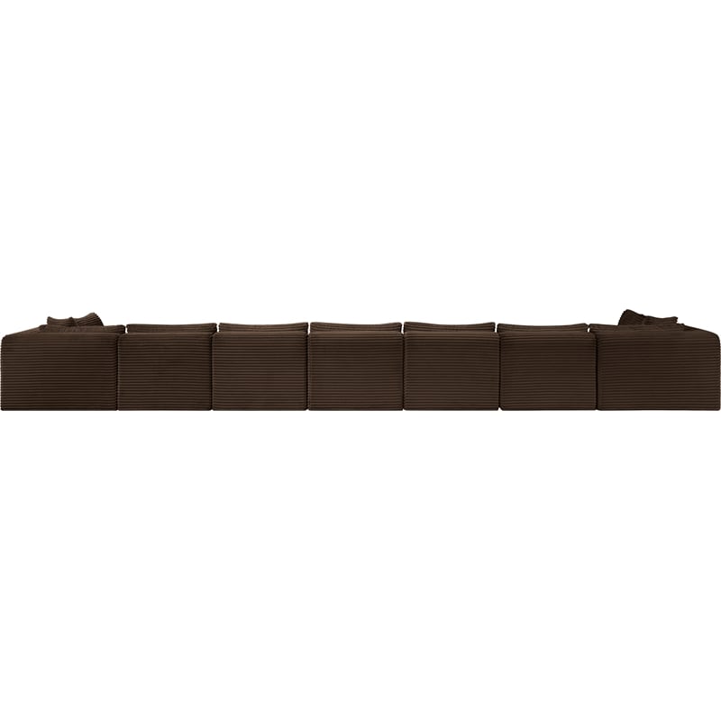 Meridian Furniture 9-Piece Brown Corduroy Performance Fabric Modular Sectional