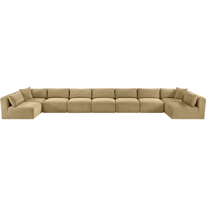 Meridian Furniture 9-Piece Camel Corduroy Performance Fabric Modular Sectional